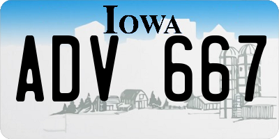 IA license plate ADV667