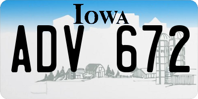 IA license plate ADV672
