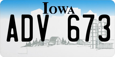 IA license plate ADV673