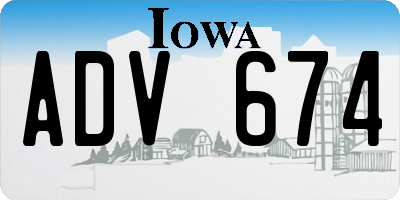 IA license plate ADV674
