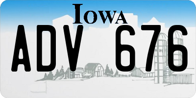 IA license plate ADV676