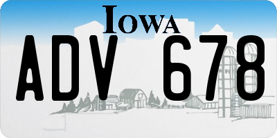 IA license plate ADV678