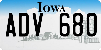 IA license plate ADV680