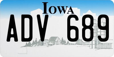 IA license plate ADV689
