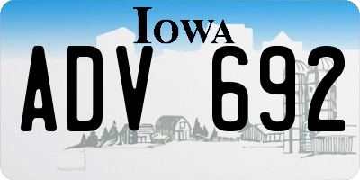 IA license plate ADV692