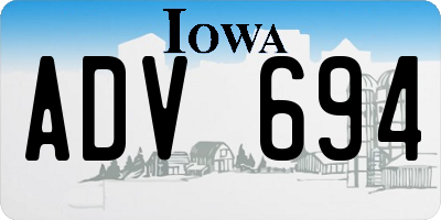 IA license plate ADV694