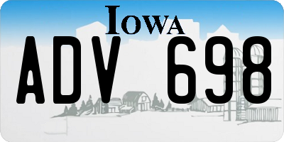 IA license plate ADV698