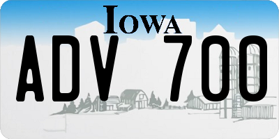 IA license plate ADV700