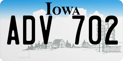 IA license plate ADV702