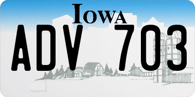 IA license plate ADV703
