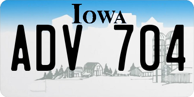 IA license plate ADV704
