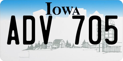 IA license plate ADV705