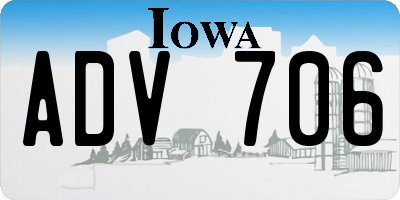 IA license plate ADV706