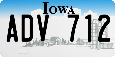 IA license plate ADV712