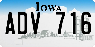 IA license plate ADV716