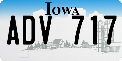 IA license plate ADV717