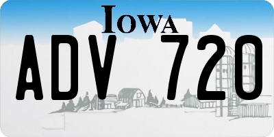IA license plate ADV720