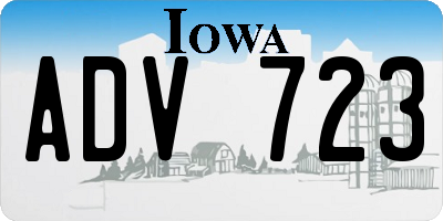 IA license plate ADV723