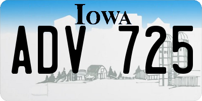 IA license plate ADV725