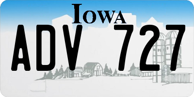 IA license plate ADV727