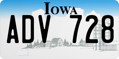 IA license plate ADV728