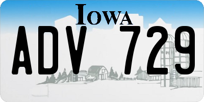 IA license plate ADV729