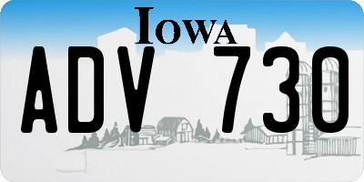 IA license plate ADV730