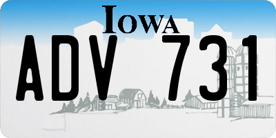 IA license plate ADV731