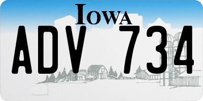 IA license plate ADV734