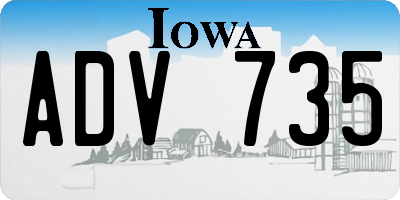 IA license plate ADV735