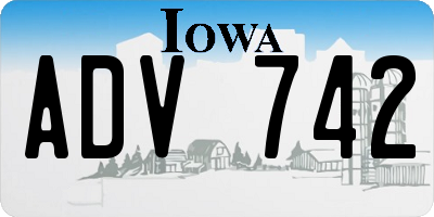 IA license plate ADV742