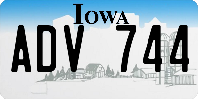 IA license plate ADV744