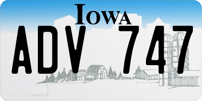 IA license plate ADV747