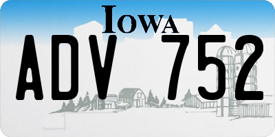 IA license plate ADV752