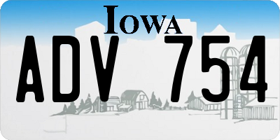 IA license plate ADV754