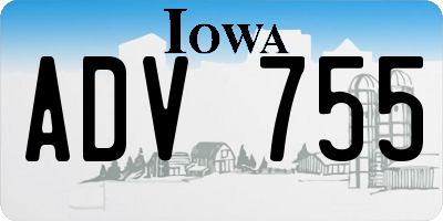 IA license plate ADV755