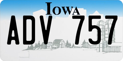 IA license plate ADV757