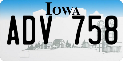 IA license plate ADV758