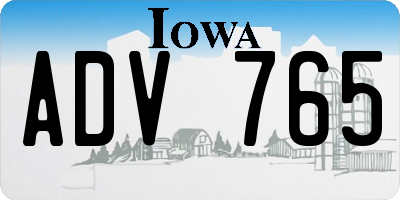 IA license plate ADV765
