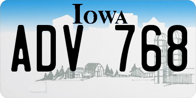 IA license plate ADV768