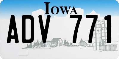IA license plate ADV771