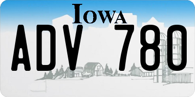 IA license plate ADV780