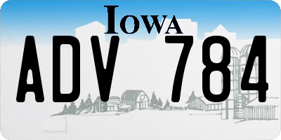 IA license plate ADV784