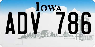 IA license plate ADV786
