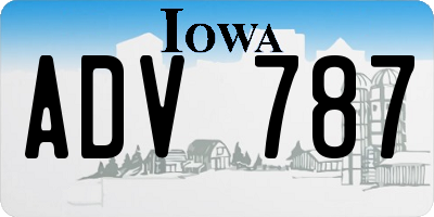 IA license plate ADV787