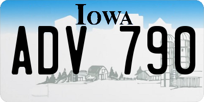 IA license plate ADV790