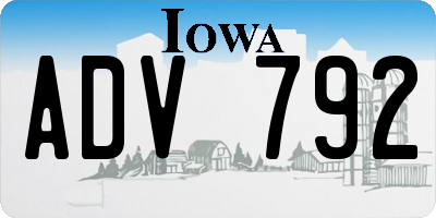 IA license plate ADV792