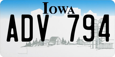 IA license plate ADV794
