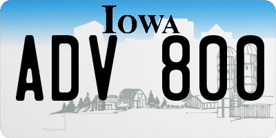 IA license plate ADV800