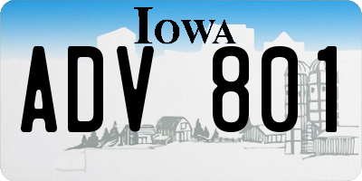 IA license plate ADV801